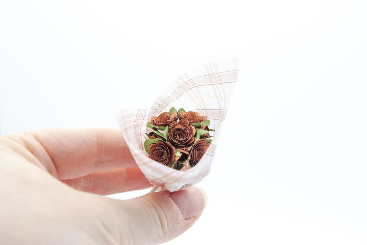 Copper Mini Paper Rose Bouquet, Gift Topper, Keepsake