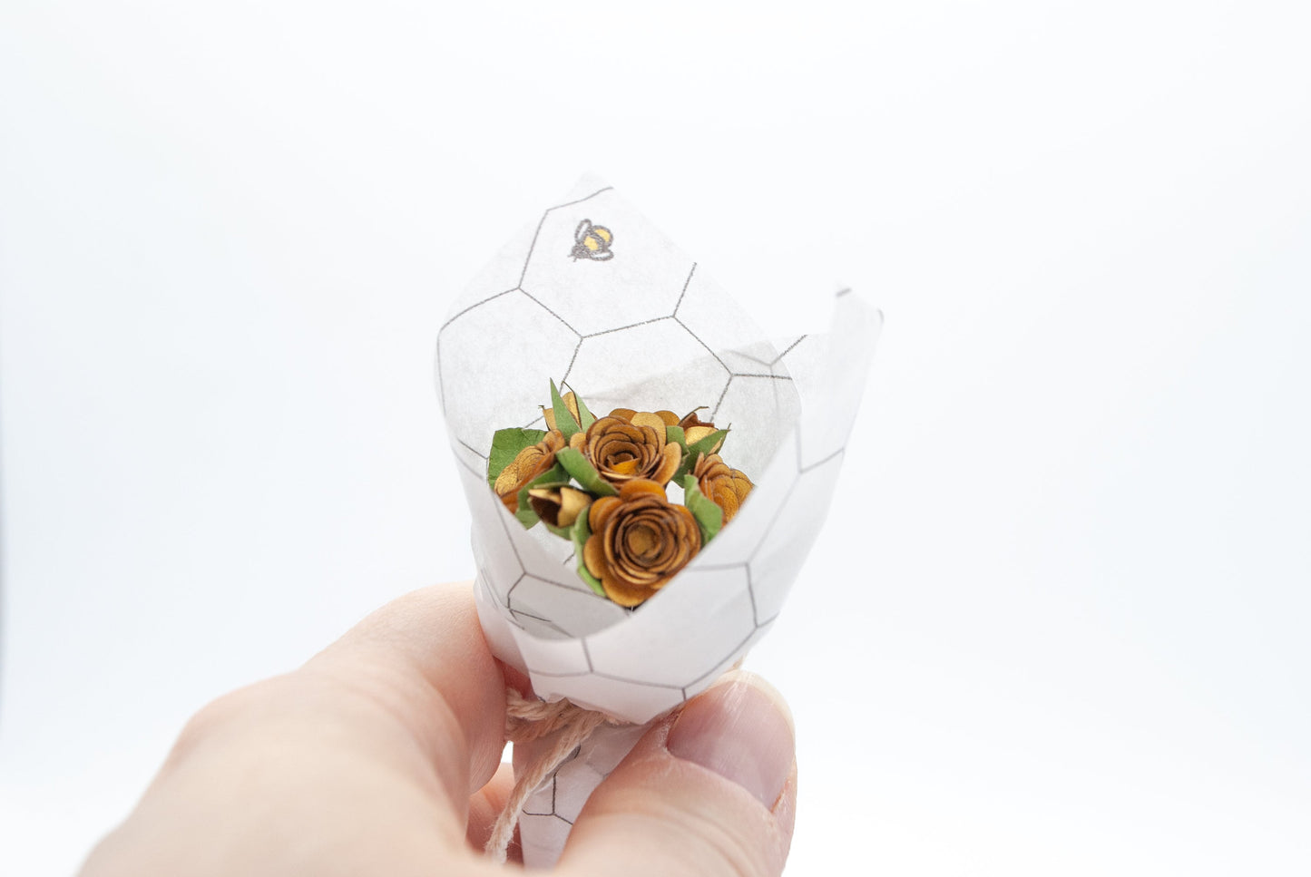 Gold and Silver Mini Paper Rose Bouquet, Gift Topper, Keepsake