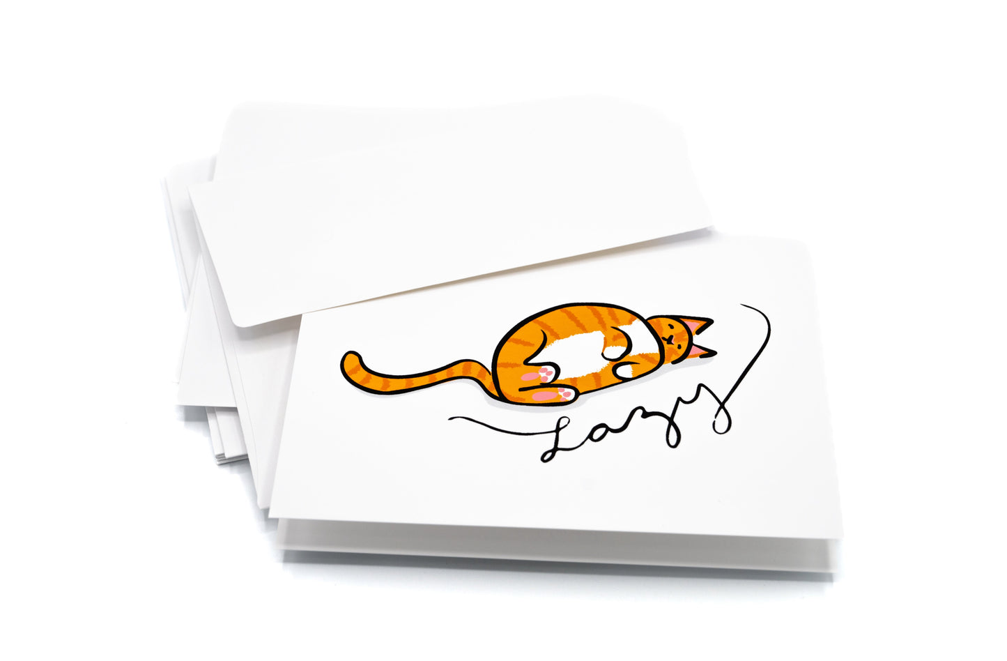 Lazy Cat Note Card Set, Blank Card, Envelopes Included