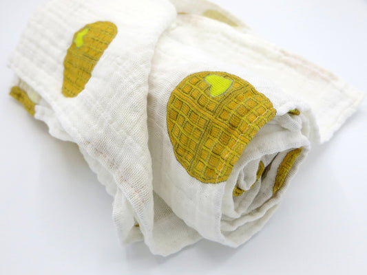 Waffle Scarf, Organic Cotton Gauze