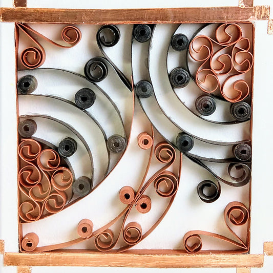 Quilled Copper and Gunmetal Abstract, Metal Tape