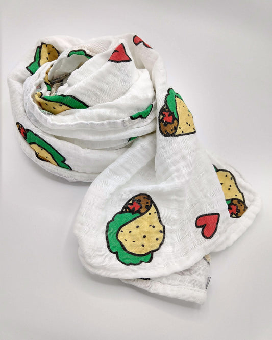 Taco Love Scarf, Organic Cotton Gauze