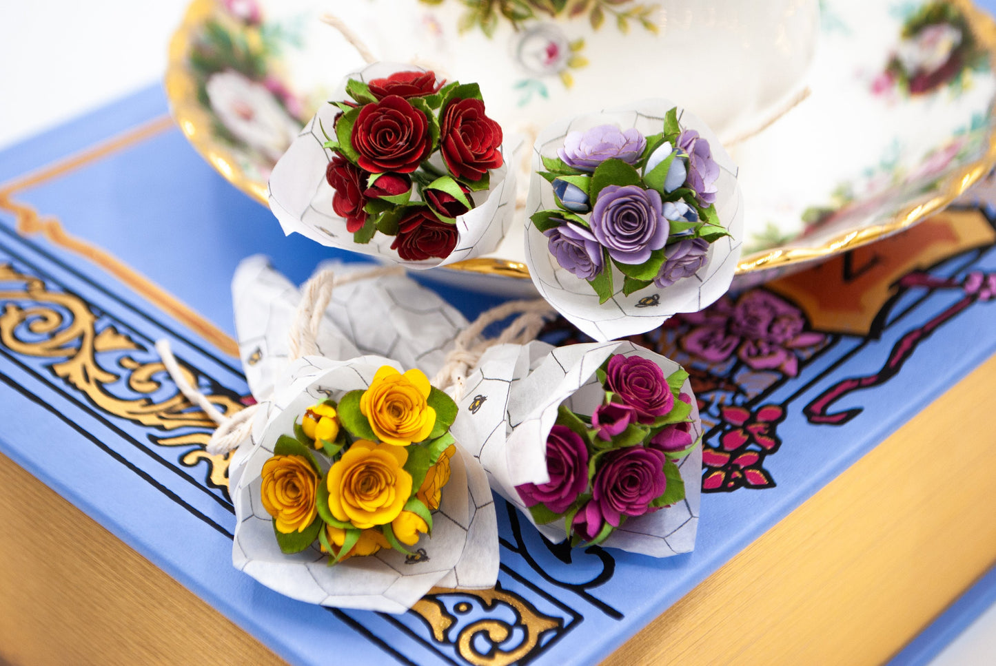 Mini Paper Rose Bouquet, Gift Topper, Keepsake