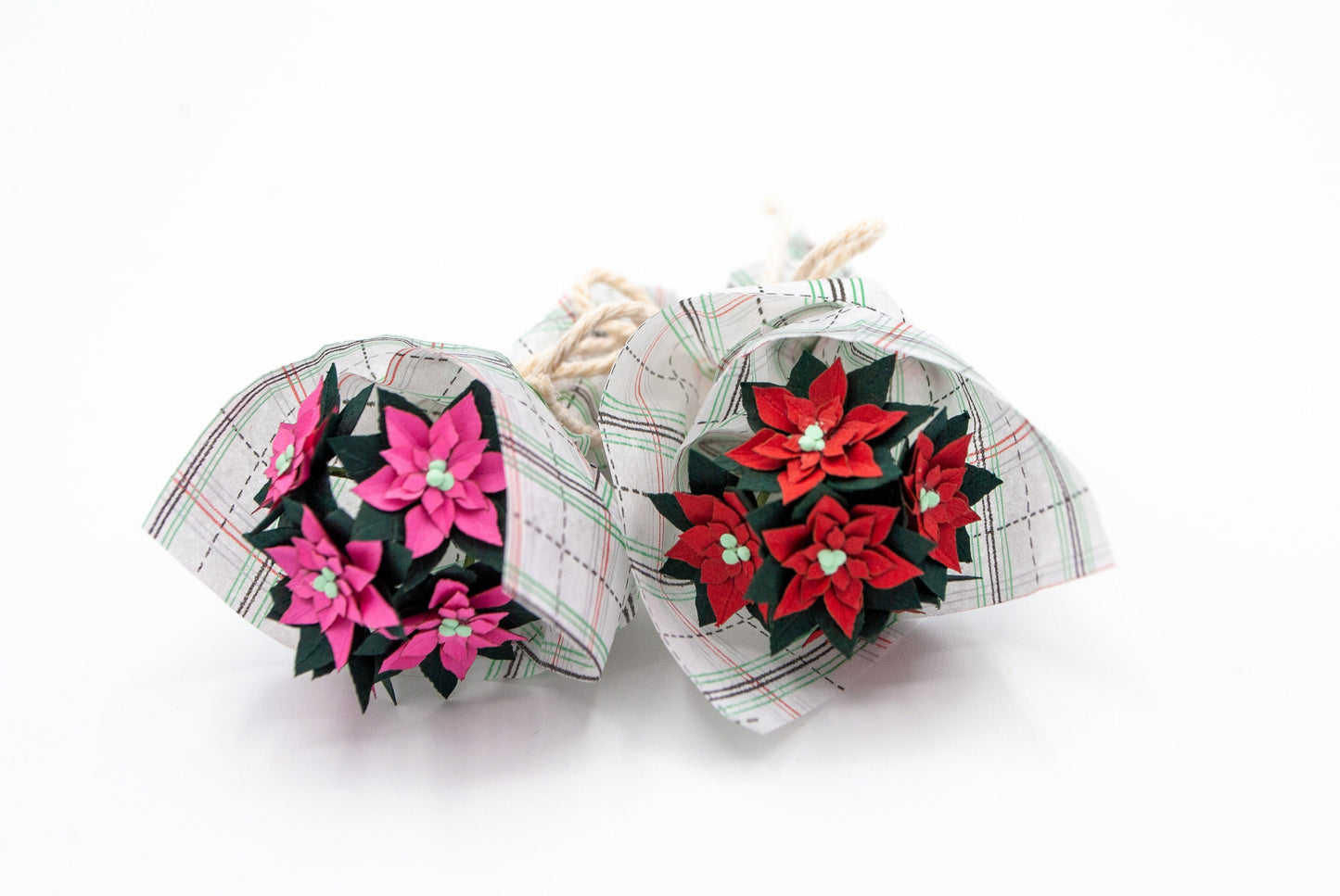 Mini Paper Poinsettia Bouquet, Gift Topper, Keepsake