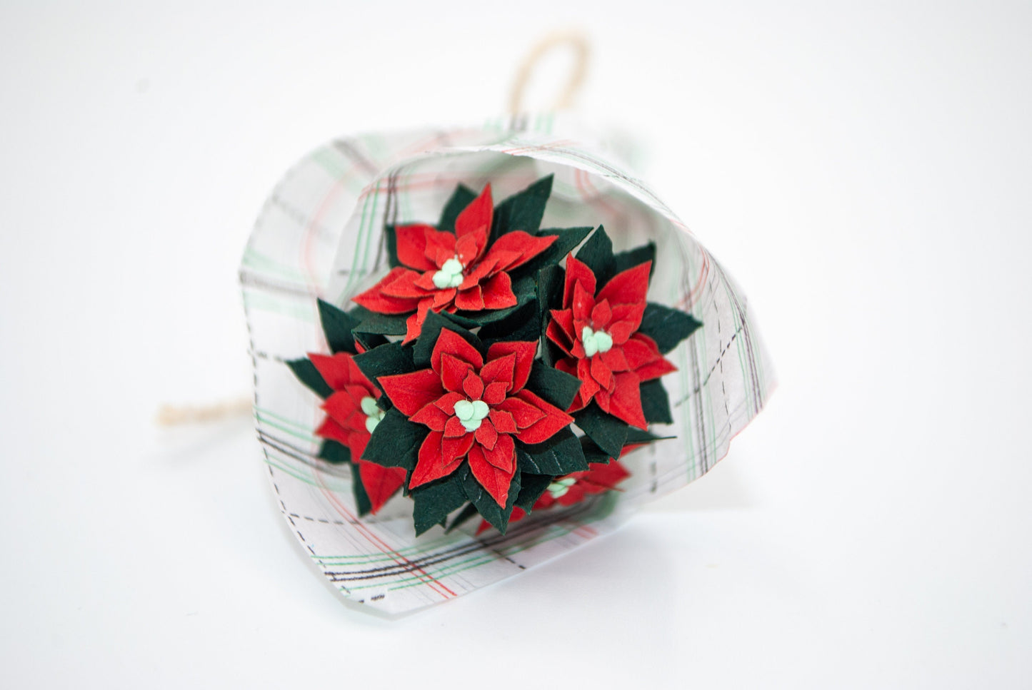 Mini Paper Poinsettia Bouquet, Gift Topper, Keepsake