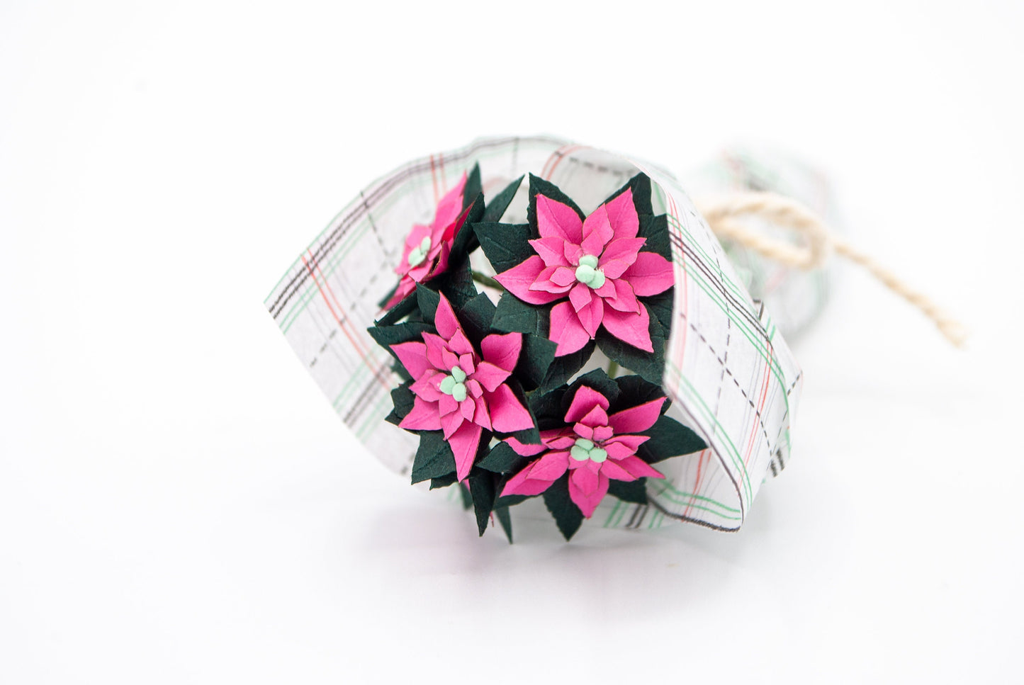 Mini Paper Poinsettia Bouquet, Gift Topper, Keepsake