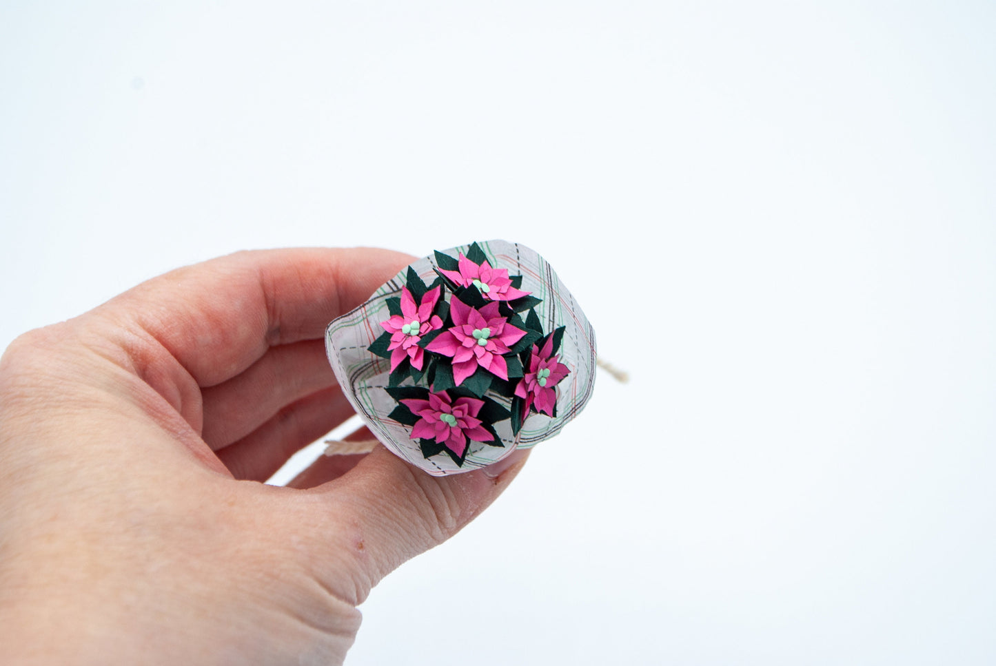 Mini Paper Poinsettia Bouquet, Gift Topper, Keepsake