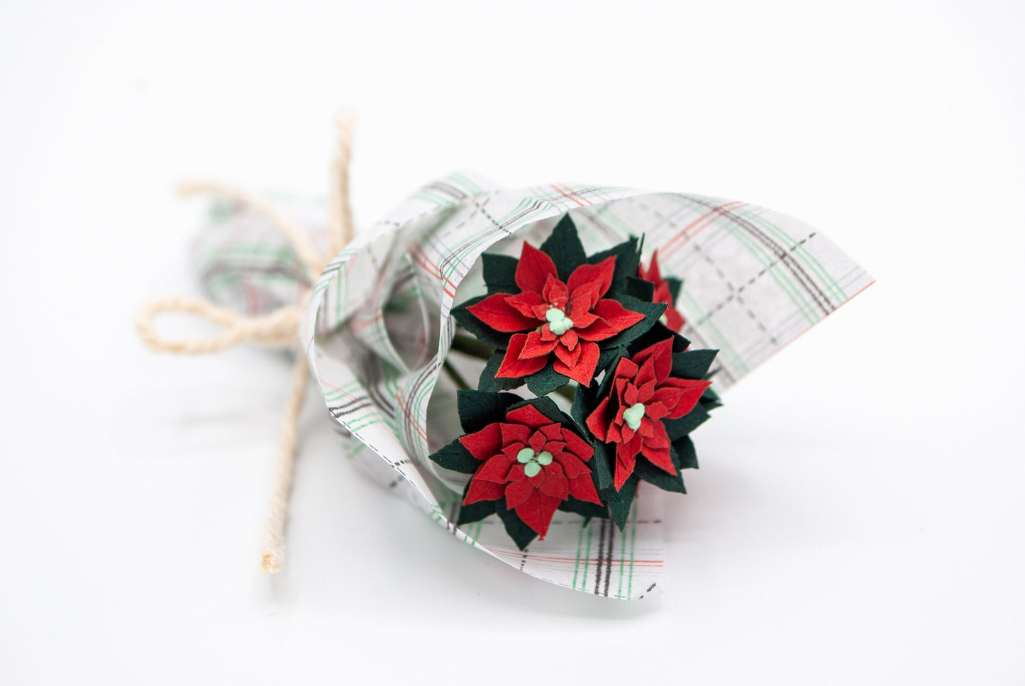 Mini Paper Poinsettia Bouquet, Gift Topper, Keepsake