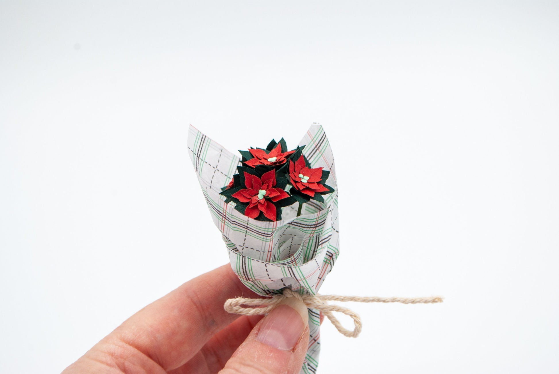 Mini Paper Poinsettia Bouquet, Gift Topper, Keepsake