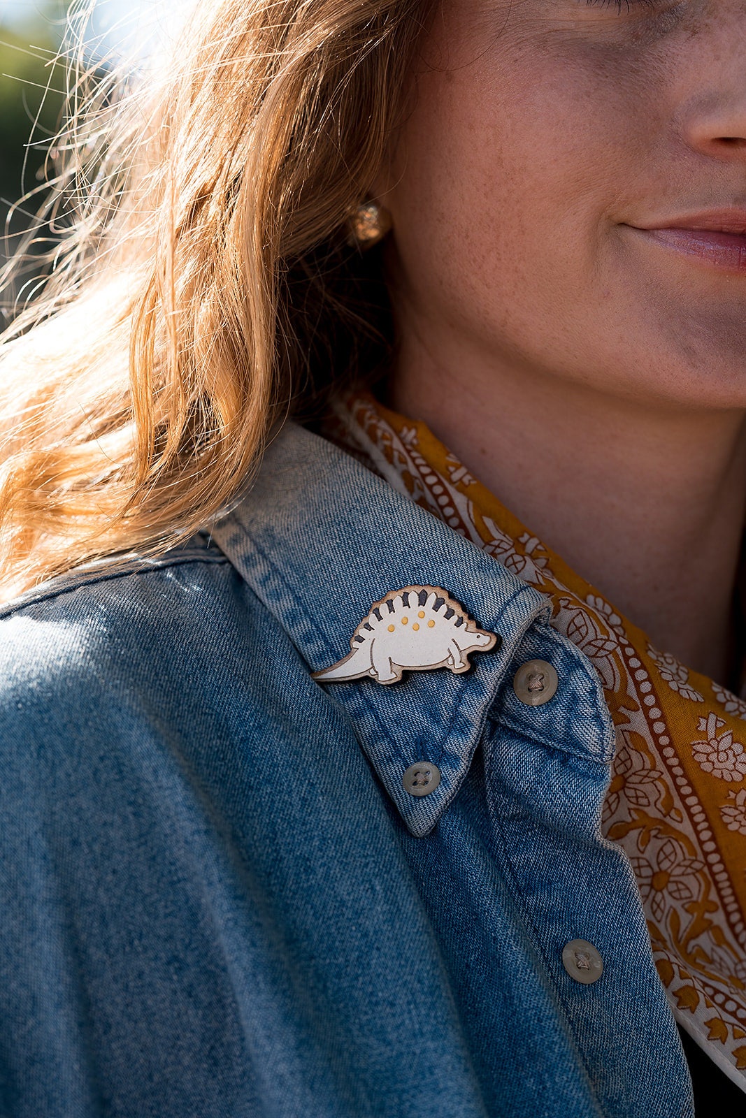 Mermaid Layered Paper Art Wooden Pin, Broach, Badge