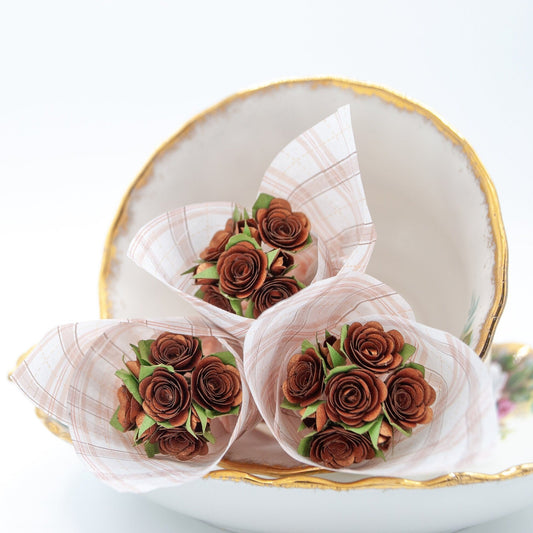 Mini Paper Copper Roses with PNW Flannel print tissue paper